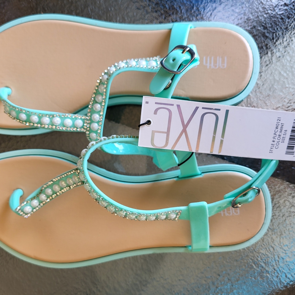Luxe Turquoise Sandals with Rhinestone Accents